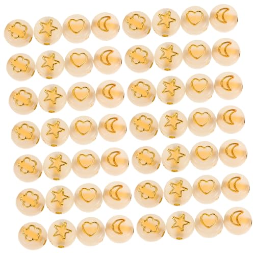 HEALSOPTHY 600 Stück Leuchtende Acrylperlen Stern Mond Herz Spacer Flat Round Schmuckperlen für DIY Armband Halskette Bastelbedarf Kratzfest Langlebig Leicht zu Tragen von HEALSOPTHY