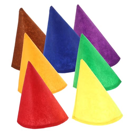HEALSOPTHY 7 Stück Teiliges Zwergenmützen aus Filz Bunte Zipfelmützen für Weihnachts und Halloween Party Lustige Kostümhüte für Erwachsene Festliches Party Accessoire von HEALSOPTHY