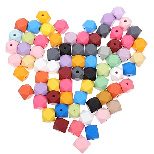 HEALSOPTHY 70 Stück Farbige Holzperlen Geometrische Achtkantperlen für Diy Armbänder und Bastelperlen zur Individuellen Gestaltung von HEALSOPTHY
