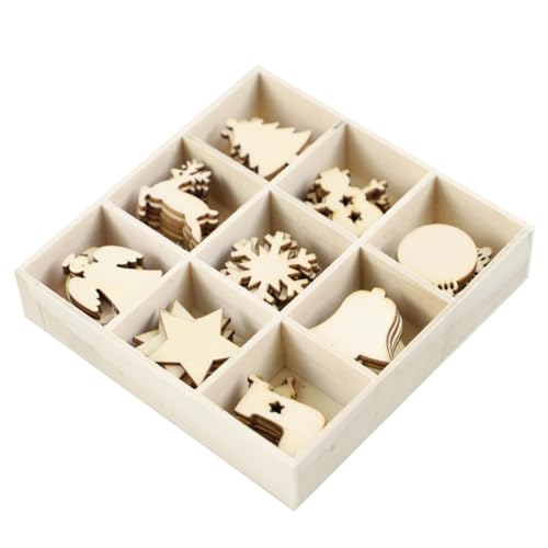 HEALSOPTHY 72 Stk. Teiliges Holzanhänger Weihnachtsdekorationen DIY Mini Holzkunsthandwerk Haushaltsholz Anhänger mit Glatter Oberfläche und Langlebigem Material zum Basteln und Aufhängen von HEALSOPTHY