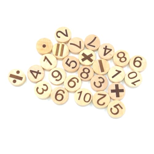 HEALSOPTHY 78 Stück Teiliges Holzscheiben mit Zahlen und Symbolen Dicke Naturbelassene Alphabet und Zahlenscheiben aus Umweltfreundlichem Holz Glatte Oberfläche zum Basteln und Frühkindlichen von HEALSOPTHY