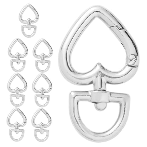 HEALSOPTHY 8 Stück Herzförmige Schlüsselringe Clip Metall Karabiner mit Federmechanismus für DIY Bastelprojekte Handtaschen Armbänder und Schlüsselanhänger Silber von HEALSOPTHY