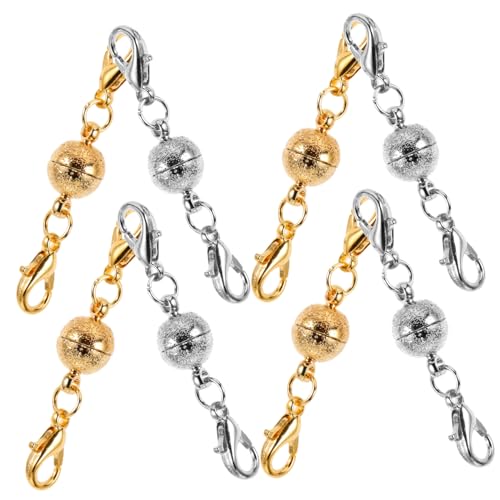 HEALSOPTHY 8 Stück Teiliges Magnetische Schmuckverschlüsse Rundes Design Langlebige Armband und Halskettenverschlüsse DIY Zubehör für Einfache Verbindung in Gold und Silber von HEALSOPTHY