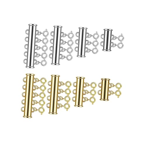 HEALSOPTHY 8 Stück Teiliges Magnetverschluss für Schmuck Mehrreihige Magnetische Karabinerverschlüsse Starke Haltekraft Geeignet für Halsketten und Armbänder DIY Schmuckherstellung Silber von HEALSOPTHY