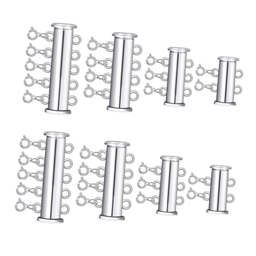 HEALSOPTHY 8 Stück Teiliges Silber Schmuckverschluss Slide Lock Clasp für Mehrsträngige Perlenarmbänder und Halsketten DIY Layered Buckle Connector Leicht und Langlebig von HEALSOPTHY