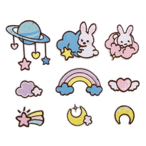 HEALSOPTHY 9 Stück Teiliges Selbstklebendes Cartoon Stickerei Patch für DIY Kleidung Applikationen Kreative Aufnäher zum Aufnähen und Dekorieren von Jacken Taschen Hüten und Textilien von HEALSOPTHY