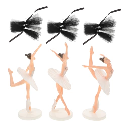 HEALSOPTHY Ballett Mädchen Kuchenfigur mit Mehrlagigem Tüllrock Elegante Geburtstag Deko für Mädchen Party Vielseitige Farbkombination Weiß und Schwarz Stilvolle Tortendekoration von HEALSOPTHY