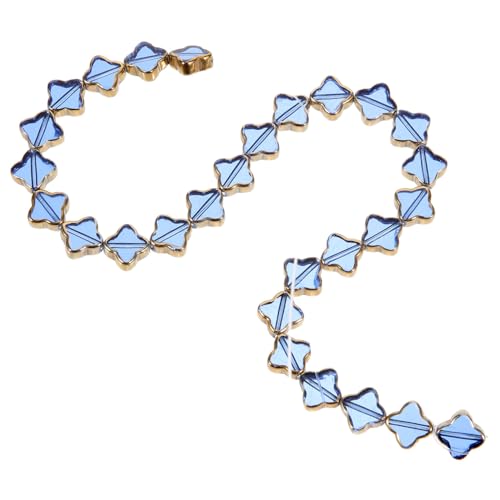 HEALSOPTHY Blaue Kristallperlen mit Goldrand Vierblättriges Kleeblatt Anhänger Langlebige DIY Schmuckperlen für Armband Halskette Basteln Vielseitige Perlen für Ohrringe und Charms von HEALSOPTHY