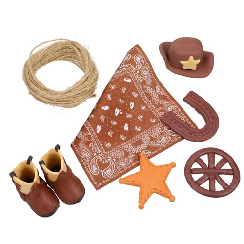 HEALSOPTHY Cowboy Cake Topper aus Kunststoff Teilig Hellbraune Western Tortendekoration für Geburtstag Babyparty und Westernmotto Wiederverwendbar Reißfest Einfache Anwendung von HEALSOPTHY