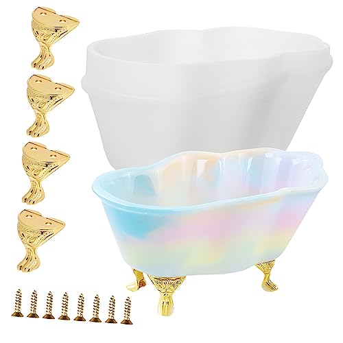 HEALSOPTHY DIY Silikon Badewannenform mit Goldenen Füßen für Epoxidharz Gießprojekte und Bastelarbeiten HEALSOPTHY DIY Silikon Badewannenform mit Goldenen Füßen für Epoxidharz Gießprojekte und Bastelarbeiten von HEALSOPTHY