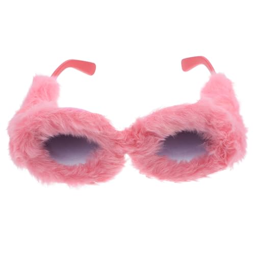 HEALSOPTHY Flauschige Runde Party Sonnenbrille Damen Lustige Kreative Brille mit Pc Rahmen Weicher Plüschrand Modisches Foto Accessoire für Fasching Karneval von HEALSOPTHY