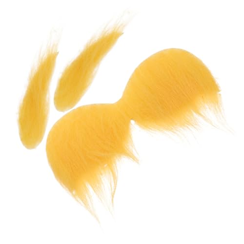 HEALSOPTHY Gelber Selbstklebender Fake Schnurrbart und Schnurrbart mit Augenbrauen Wiederverwendbar Komfortabel und Langlebig für Halloween Karneval und Cosplay partyaccessoires von HEALSOPTHY