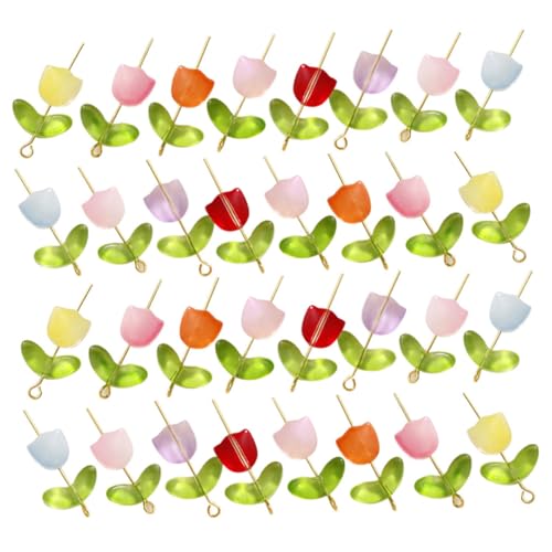 HEALSOPTHY Glasperlen Halbtransparente Bunte Tulpenblüten Schmuckperlen zum Auffädeln für DIY Armbänder Halsketten Ohrringe Schmuckherstellung Glatte Oberfläche Vielseitig Verwendbar von HEALSOPTHY