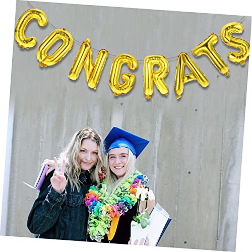 HEALSOPTHY Graduationsparty Folienballon Goldene Congrats Ballon mit Band und Strohhalm Hängende Partydekoration für Abschlussfeier Kreative Fotorequisite Passend für Abschlussfeier Zubehör von HEALSOPTHY