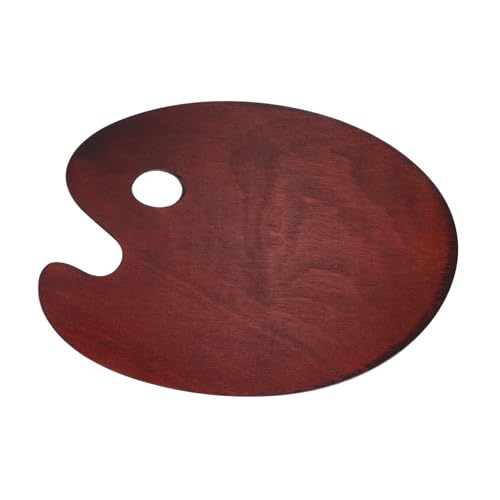HEALSOPTHY Holz Malpalette Oval Mittlere Stabile Sorgfältig Polierte Pigment Mischpalette für Öl Acrylfarben Sicher und Handfreundlich für Künstler und Schule von HEALSOPTHY