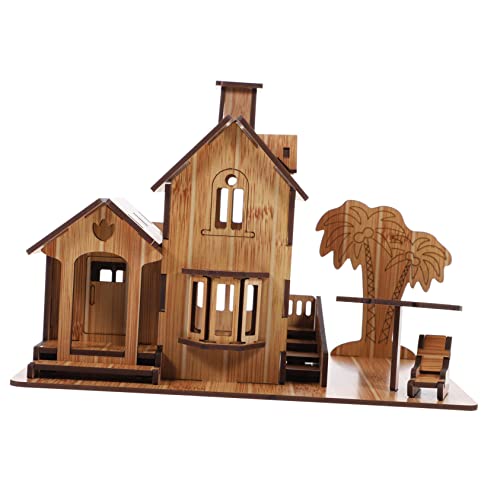 HEALSOPTHY Holz Puzzle Haus Modell zum Selbstzusammenbauen Montessori Konstruktionsspielzeug für Kreatives DIY Lernspielzeug Stabiles Holzbausatz Dekoratives Tischornament von HEALSOPTHY