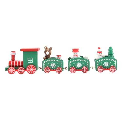 HEALSOPTHY Holzzug Cake Topper Kreative Geburtstagskuchendeko für Zug Tortendekoration Weihnachtsstil Grün Tischdeko für Party und Fest von HEALSOPTHY