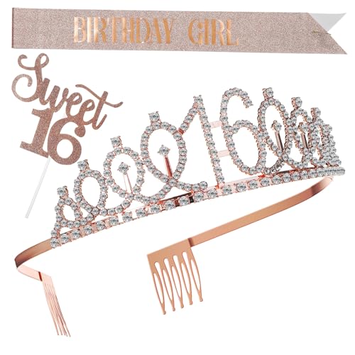 HEALSOPTHY Jahre Geburtstag Deko Set Rosegold mit Strasskrone Geburtstags Schärpe und Kuchentopper Teiliges Partydekor für Frauen Festliche Geburtstagsparty Zubehör HEALSOPTHY Jahre Geburtstag Deko Set Rosegold mit Strasskrone Geburtstags Schärpe und Kuchentopper Teiliges Partydekor für Frauen Festliche Geburtstagsparty Zubehör von HEALSOPTHY