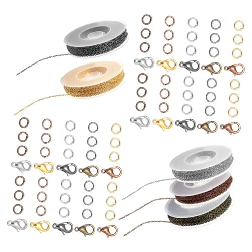 HEALSOPTHY Kreuzkette mit Karabinerverschlüsse Biegeringe Langlebig Farbbeständig Leicht für DIY Schmuckherstellung Halsketten Armbänder Farben Mix von HEALSOPTHY