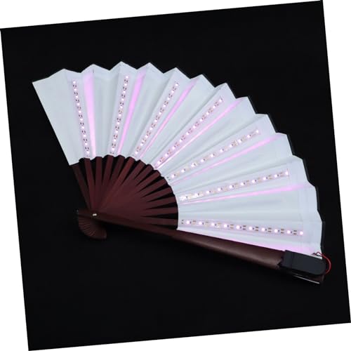 HEALSOPTHY LED Leuchtender Faltfächer Kreativer Bühnenfächer mit Regenbogen Robustes Design für Tanzparty Cosplay Hochzeiten und Bühnenauftritte von HEALSOPTHY