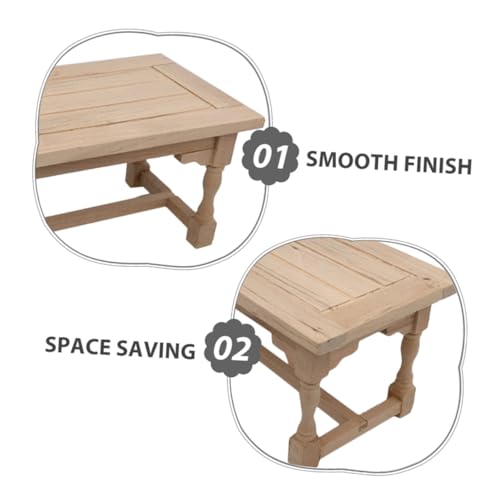HEALSOPTHY Maßstab Rechteckiger Holz Tisch Robuste Puppenhausmöbel Authentisches Design Detailgetreues Modell für Wohnzimmerdekoration von HEALSOPTHY