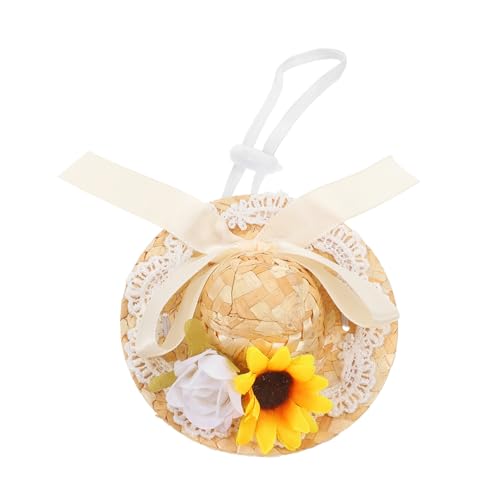HEALSOPTHY Miniatur Puppenhut aus Rattan mit Schleife und Blüte Leichte Sommerdeko für Puppen Modisch und Vielseitig Xs Durchmesser Kopfbedeckung für Puppen Outfits von HEALSOPTHY