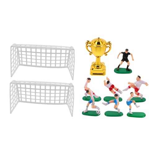 HEALSOPTHY Miniature Fußballmodell Set mit Miniatur Trophäe Stabiles Plastik Platzsparend und Charmant Fußball Deko für Puppenhaus Party und Sporttorten Süße Tischdekoration Wiederverwendbar von HEALSOPTHY