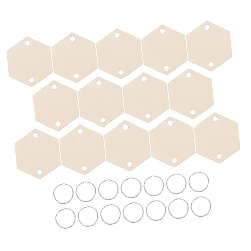 HEALSOPTHY Multifunktionale Sechseckige Holzscheiben mit Metallringen Langlebige DIY Schlüsselanhänger Handgefertigte Holzdekorationen Leicht Stilvoll für Bastelprojekte und Geschenke von HEALSOPTHY