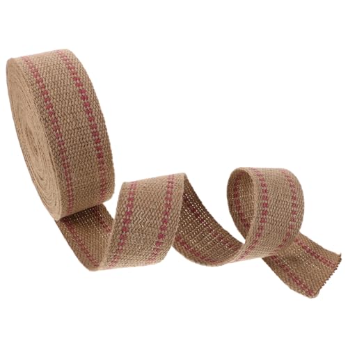 HEALSOPTHY Natürliches Jute gurtband Breit mit Roten Streifen Robustes Polsterband für Stuhlreparatur Vielseitiges Bastelband für Möbel Handwerk und Dekoration im Innen Außenbereich von HEALSOPTHY
