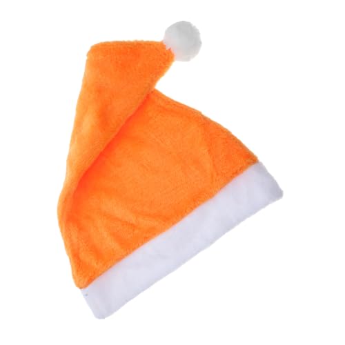 HEALSOPTHY Orange Weihnachtsmütze Santa Claus aus Weichem Kurzplüsch Einteiliges Kinderkostüm Zubehör für Festliche und Weihnachtsfeiern Atmungsaktiv und Formbeständig Passend für Mädchen und von HEALSOPTHY