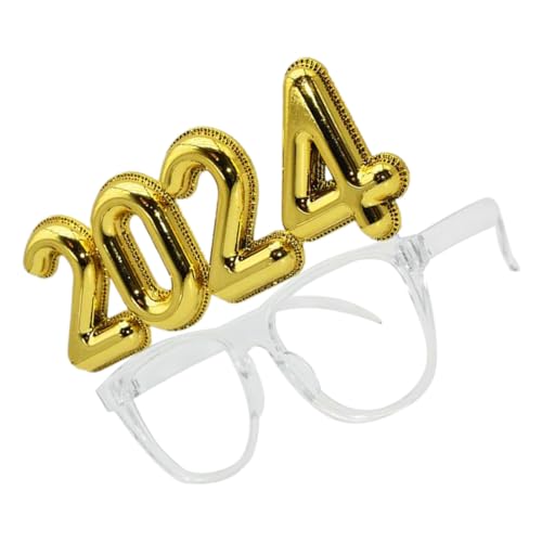 HEALSOPTHY Partybrille aus Robustem Leichte Digitale Fotorequisite Transparent Goldfarbene Brille für Silvester und Festliche Anlässe Unisex und Bequem Tragbar von HEALSOPTHY