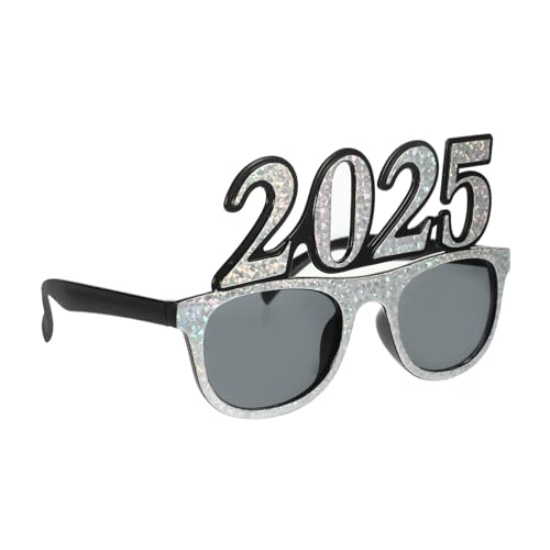 HEALSOPTHY Partybrille aus Stabilem Pc-material Silberne Quadratische Zahlenbrille für Silvester Jubiläums Firmenfeiern Auffälliges Party-accessoire mit Einzigartigem Design von HEALSOPTHY