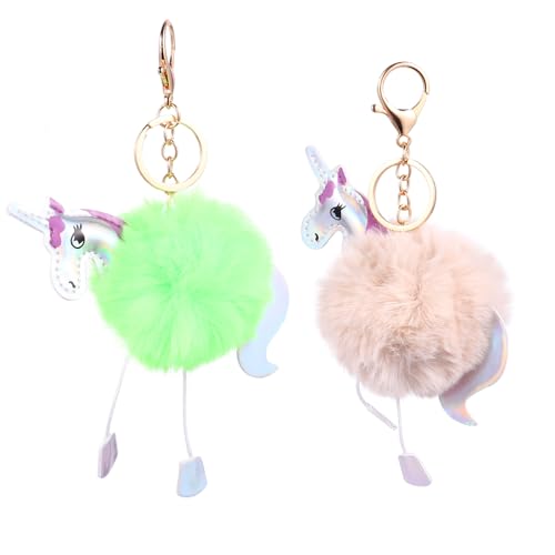 HEALSOPTHY Plüsch Einhorn Schlüsselanhänger Weiche Legierung Anhänger Niedlich und Leicht Modisch für Taschen Autoschlüssel Komfortabel Leuchtgrün von HEALSOPTHY