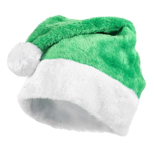 HEALSOPTHY Plüsch Weihnachtsmütze Grün Weihnachtsmann Mütze Erwachsene Xmas Party Kostüm Zubehör Weihnachtsdeko Weihnachtsfeier Verwendbar für Bühne Fotosession von HEALSOPTHY
