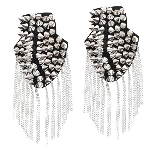 HEALSOPTHY Silberne Schulterklappen mit Nieten und Quasten Kette Elegante Epaulette Abzeichen für Herren Modische Uniformdekoration für Kostüm und Party Stilvolles Schulterpolster HEALSOPTHY Silberne Schulterklappen mit Nieten und Quasten Kette Elegante Epaulette Abzeichen für Herren Modische Uniformdekoration für Kostüm und Party Stilvolles Schulterpolster von HEALSOPTHY