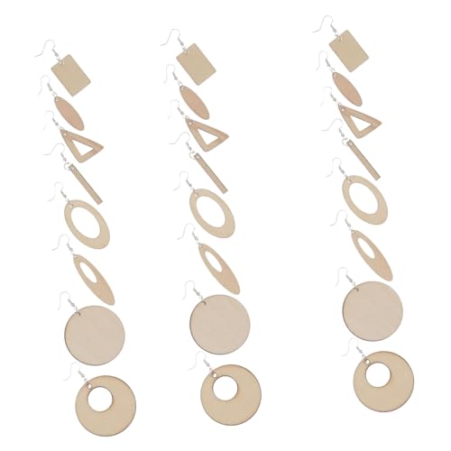 HEALSOPTHY Teiliges DIY Holzohrring mit Unlackierten Blanken Holzanhängern und Ohrhaken Vielseitige Holz Charms zum Bemalen und Schmuckbasteln Kreatives Bastelzubehör für Ohrschmuckgestaltung von HEALSOPTHY