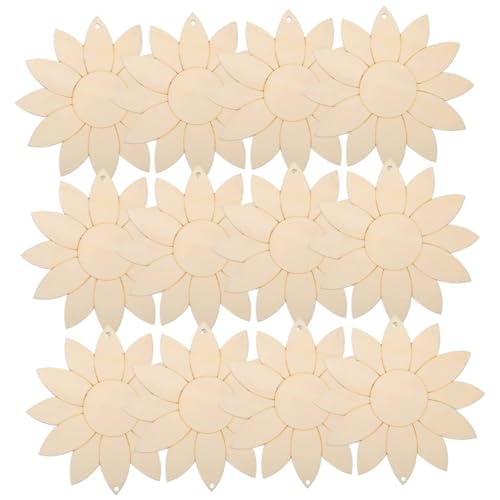 HEALSOPTHY Teiliges DIY Holzset mit Unvollendeten Sonnenblumen holzplatten Glatte Oberfläche Stabile Holzblüten zum Bemalen und Basteln Inklusive Satinbändern und Juteseil für Kreative von HEALSOPTHY