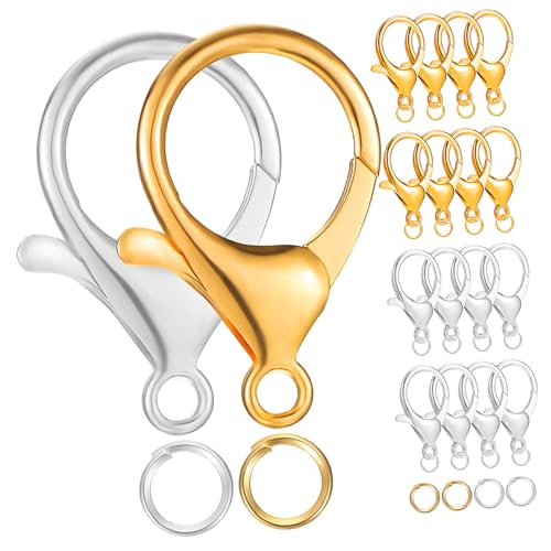 HEALSOPTHY Teiliges Schmuckzubehör Lobster Karabinerverschlüsse und Offene Binderinge in Gold und Silber Langlebige Schmuckverschlüsse für DIY Schmuckherstellung und Kettenverbindung von HEALSOPTHY