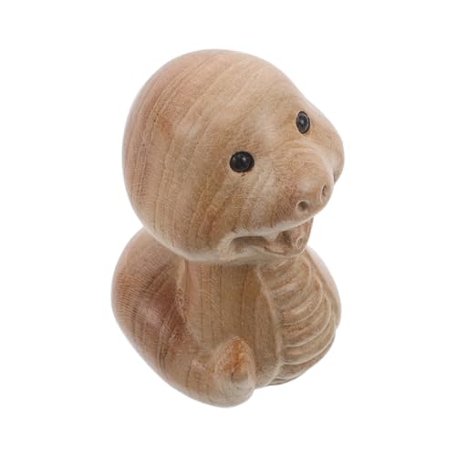 HEALSOPTHY Tierkreisschlangenpfirsichholzschnitzer Kleine Schlangenstatue Mini-schlangenjahresdekorationen Vintage-schlangenornament Cartoon-schlangenstatue Mini-schlangenfigur Khaki Hölzern von HEALSOPTHY