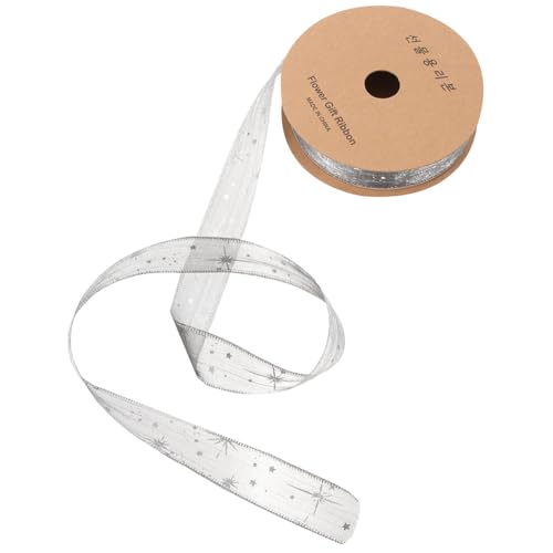 HEALSOPTHY Transparentes Organzaband mit Goldgeprägtem Motiv Breites Bastelband für Blumen Geschenkverpackung und DIY schleifen Strapazierfähiges Einfach zu Schneidendes Dekoband von HEALSOPTHY