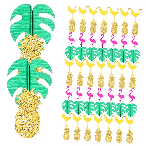 HEALSOPTHY Tropisches Party Konfetti Hawaii Flamingo Ananas Palmenblätter Bunte Tischdekoration für Geburtstag Shower Sommerliche Strandparty Zubehör Glänzende Streudeko für Scrapbook DIY von HEALSOPTHY