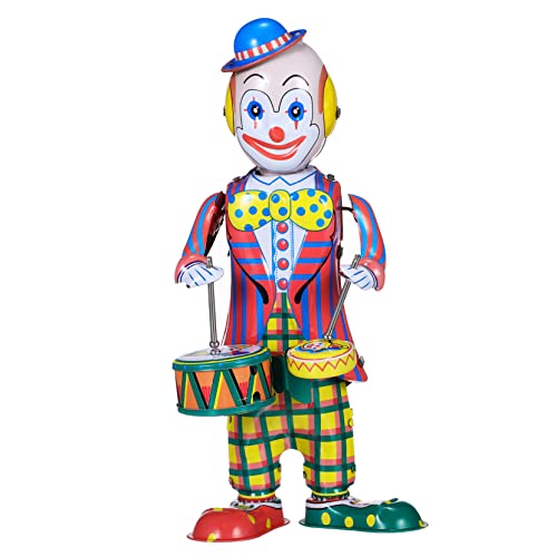 HEALSOPTHY Vintage Clown Trommler Wind Up Retro Figur mit Schlagzeugfunktion Bunte Tischdekoration für Sammler von HEALSOPTHY