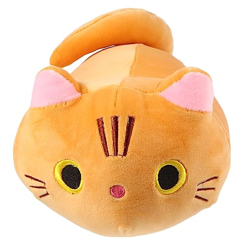 HEALSOPTHY Weiches Katzenplüschkissen Orange Niedliches Langes Kissen Kuscheltier Dekoratives Samtstoff Dekokissen für Zuhause Auto Büro für Katzenliebhaber von HEALSOPTHY