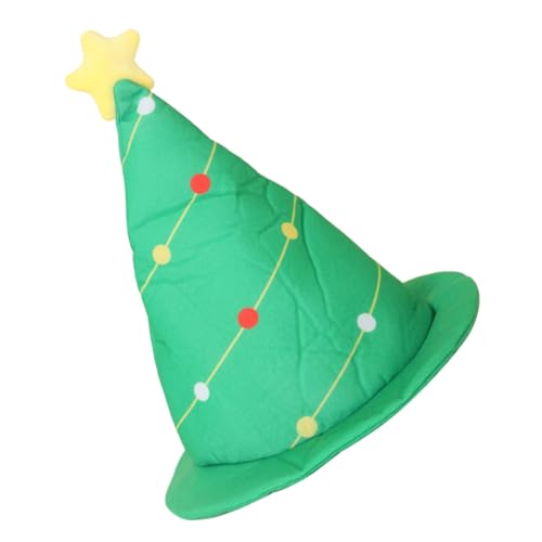HEALSOPTHY Weihnachtsmütze Hüte Weihnachtskegelhut Weihnachtsbaumförmiger Hut Kostümhut weihnachtliche accessoires weihnachtsgeschenk Partygeschenk festliche Kopfbedeckung Baumwolle Green von HEALSOPTHY