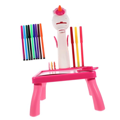 HEALSOPTHY Zeichentisch mit Einhorn Projektor Robustes Kunststoffmaterial Abwischbares Lernspielzeug für Kreative Mädchen und Jungen Fördert Fantasie und Zeichentalent von HEALSOPTHY