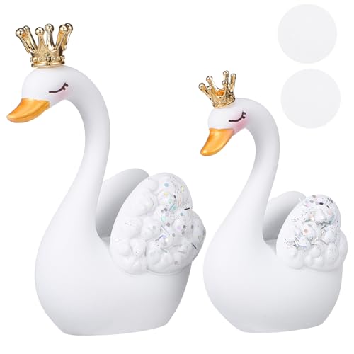 HEATSHAKING 1 Paar Schwan Dekorationen aus Harz Tischfiguren für Hochzeiten Romantische Anlässe und Liebevolles für Familien Weiße Schwäne mit Kronendesign HEATSHAKING 1 Paar Schwan Dekorationen aus Harz Tischfiguren für Hochzeiten Romantische Anlässe und Liebevolles für Familien Weiße Schwäne mit Kronendesign von HEATSHAKING