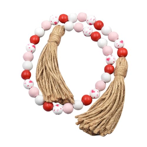 HEATSHAKING 1 Saite Herzanhänger aus Holzperlen Handgefertigte Dekoration für Valentinstag Vielseitig Einsetzbar Wandbehang oder Tischdekoration mit Einzigartigem Boho Design und Herzen von HEATSHAKING