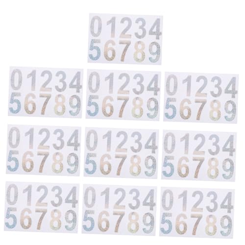 HEATSHAKING 10 Sätze Reflektierende Nummernsticker Selbstklebend Wetterfeste Adressaufkleber für Haus Garage Briefkasten Widerstandsfähige Leicht Anzubringende Zahlenetiketten für Außen von HEATSHAKING