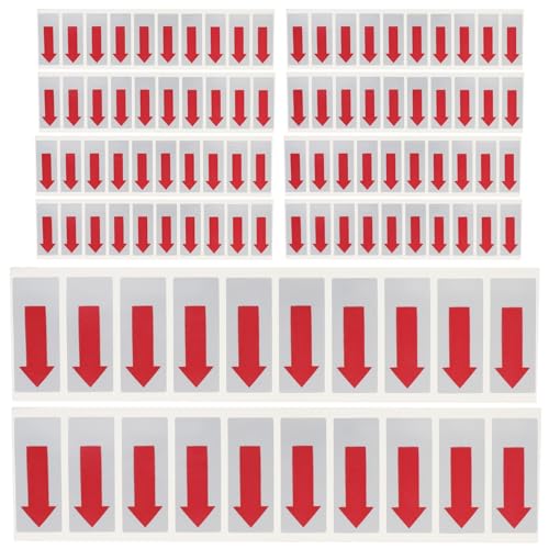 HEATSHAKING 100 Stück Selbstklebende Pfeilaufkleber für Abfallbeutel Transparente Rote Markierungslabels Langlebige Versiegelungsetiketten für Müllsäcke Schutzfolien von HEATSHAKING