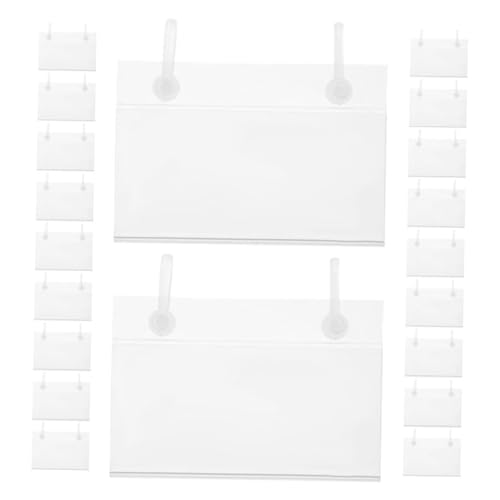 HEATSHAKING 20 Stück Preisschild hängen Regaletikettenhalter hängende Etiketten Namensschild-Organizer Clips für Korbetiketten Speicherbehälter Beschriftungen Pantry -Etiketten PVC Transparent von HEATSHAKING